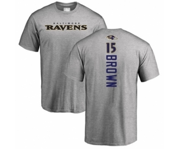 Football Baltimore Ravens #15 Marquise Brown Ash Backer T-Shirt