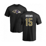 Football Baltimore Ravens #15 Marquise Brown Black Name & Number Logo T-Shirt