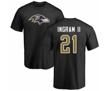 Football Baltimore Ravens #21 Mark Ingram II Black Name & Number Logo T-Shirt