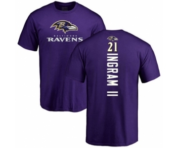 Football Baltimore Ravens #21 Mark Ingram II Purple Backer T-Shirt