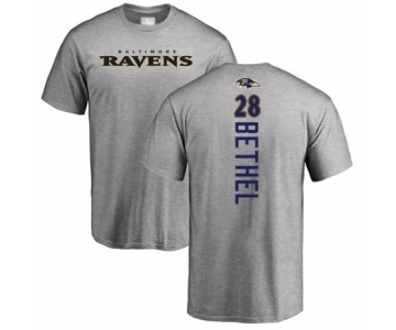 Football Baltimore Ravens #28 Justin Bethel Ash Backer T-Shirt