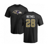 Football Baltimore Ravens #28 Justin Bethel Black Name & Number Logo T-Shirt