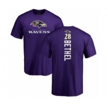 Football Baltimore Ravens #28 Justin Bethel Purple Backer T-Shirt