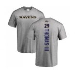 Football Baltimore Ravens #29 Earl Thomas III Ash Backer T-Shirt