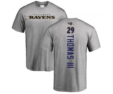 Football Baltimore Ravens #29 Earl Thomas III Ash Backer T-Shirt