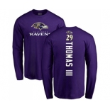 Football Baltimore Ravens #29 Earl Thomas III Purple Backer Long Sleeve T-Shirt