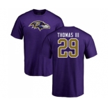 Football Baltimore Ravens #29 Earl Thomas III Purple Name & Number Logo T-Shirt