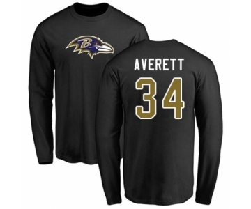 Football Baltimore Ravens #34 Anthony Averett Black Name & Number Logo Long Sleeve T-Shirt