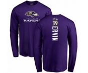 Football Baltimore Ravens #39 Tyler Ervin Purple Backer Long Sleeve T-Shirt