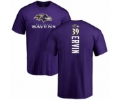 Football Baltimore Ravens #39 Tyler Ervin Purple Backer T-Shirt