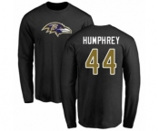 Football Baltimore Ravens #44 Marlon Humphrey Black Name & Number Logo Long Sleeve T-Shirt