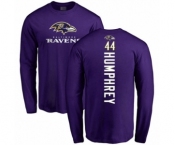 Football Baltimore Ravens #44 Marlon Humphrey Purple Backer Long Sleeve T-Shirt