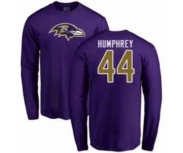 Football Baltimore Ravens #44 Marlon Humphrey Purple Name & Number Logo Long Sleeve T-Shirt