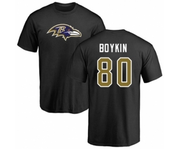 Football Baltimore Ravens #80 Miles Boykin Black Name & Number Logo T-Shirt