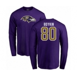 Football Baltimore Ravens #80 Miles Boykin Purple Name & Number Logo Long Sleeve T-Shirt