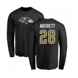 NFL Nike Baltimore Ravens #28 Anthony Averett Black Name & Number Logo Long Sleeve T-Shirt