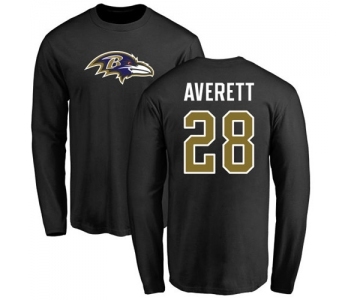 NFL Nike Baltimore Ravens #28 Anthony Averett Black Name & Number Logo Long Sleeve T-Shirt