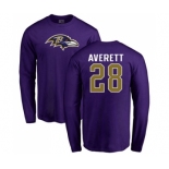 NFL Nike Baltimore Ravens #28 Anthony Averett Purple Name & Number Logo Long Sleeve T-Shirt