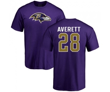 NFL Nike Baltimore Ravens #28 Anthony Averett Purple Name & Number Logo T-Shirt