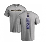 NFL Nike Baltimore Ravens #8 Lamar Jackson Ash Backer T-Shirt