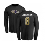 NFL Nike Baltimore Ravens #8 Lamar Jackson Black Name & Number Logo Long Sleeve T-Shirt