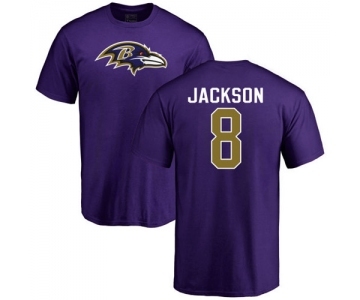 NFL Nike Baltimore Ravens #8 Lamar Jackson Purple Name & Number Logo T-Shirt