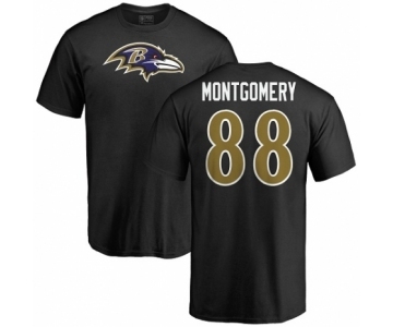 NFL Nike Baltimore Ravens #88 Ty Montgomery Black Name & Number Logo T-Shirt