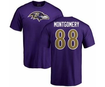 NFL Nike Baltimore Ravens #88 Ty Montgomery Purple Name & Number Logo T-Shirt