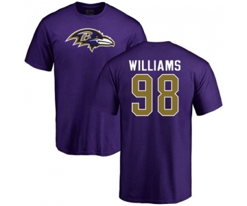 NFL Nike Baltimore Ravens #98 Brandon Williams Purple Name & Number Logo T-Shirt