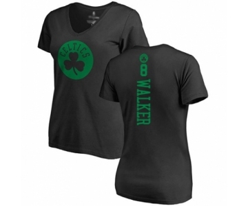 Basketball Women's Boston Celtics #8 Kemba Walker Black One Color Backer Slim-Fit V-Neck T-Shirt