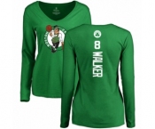 Basketball Women's Boston Celtics #8 Kemba Walker Kelly Green Backer V-Neck Long Sleeve T-Shirt