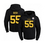 Football Men's Pittsburgh Steelers #55 Devin Bush Black(Gold No.) Name & Number Pullover Hoodie