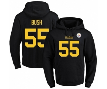 Football Men's Pittsburgh Steelers #55 Devin Bush Black(Gold No.) Name & Number Pullover Hoodie