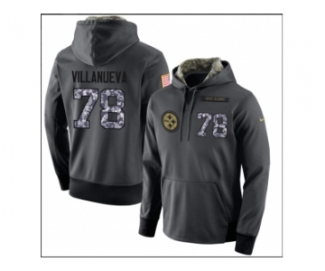 Men Pittsburgh Steelers #78 Alejandro Villanueva Stitched Black Anthracite Salute to Service Player Performance Hoodie