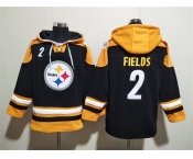 Men's Pittsburgh Steelers #2 Justin Fields Black Ageless Must-Have Lace-Up Pullover Hoodie