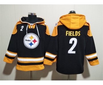 Men's Pittsburgh Steelers #2 Justin Fields Black Ageless Must-Have Lace-Up Pullover Hoodie