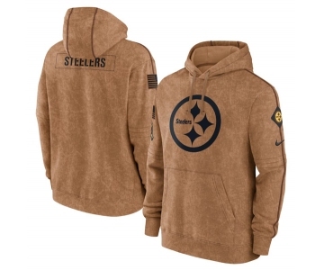 Men's Pittsburgh Steelers 2023 Brown Salute to Service Pullover Hoodie