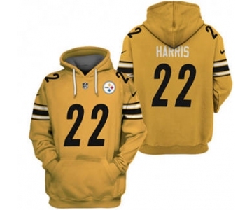 Men's Pittsburgh Steelers #22 Najee Harris 2021 Yellow Pullover Football Hoodie