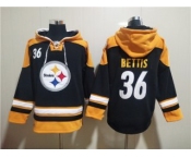 Men's Pittsburgh Steelers #36 Jerome Bettis Black Ageless Must-Have Lace-Up Pullover Hoodie