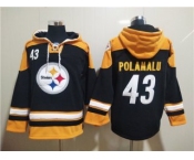 Men's Pittsburgh Steelers #43 Troy Polamalu Black Ageless Must-Have Lace-Up Pullover Hoodie