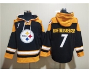 Men's Pittsburgh Steelers #7 Ben Roethlisberger Black Ageless Must-Have Lace-Up Pullover Hoodie