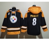 Men's Pittsburgh Steelers #8 Kenny Pickett Black Ageless Must-Have Lace-Up Pullover Hoodie