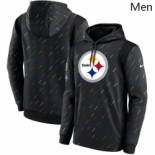 Men's  Pittsburgh Steelers Nike Charcoal 2021 NFL Crucial Catch Therma Pullover Hoodie