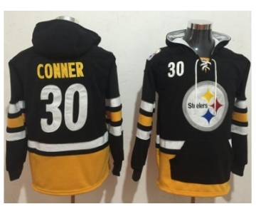 Nike Pittsburgh Steelers #30 James Conner Black Gold Name & Number Pullover NFL Hoodie