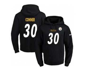 Nike Pittsburgh Steelers #30 James Conner Black Name & Number Pullover NFL Hoodie