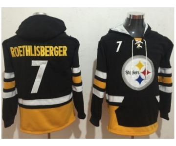 Nike Pittsburgh Steelers #7 Ben Roethlisberger Black Gold Name & Number Pullover NFL Hoodie