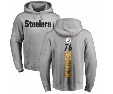 Nike Pittsburgh Steelers #76 Chukwuma Okorafor Ash Backer Pullover Hoodie