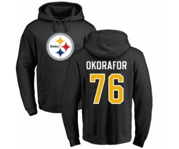 Nike Pittsburgh Steelers #76 Chukwuma Okorafor Black Name & Number Logo Pullover Hoodie