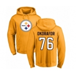 Nike Pittsburgh Steelers #76 Chukwuma Okorafor Gold Name & Number Logo Pullover Hoodie