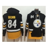 Nike Pittsburgh Steelers #84 Antonio Brown Black Gold Name & Number Pullover NFL Hoodie